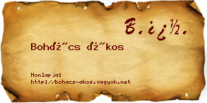 Bohács Ákos névjegykártya